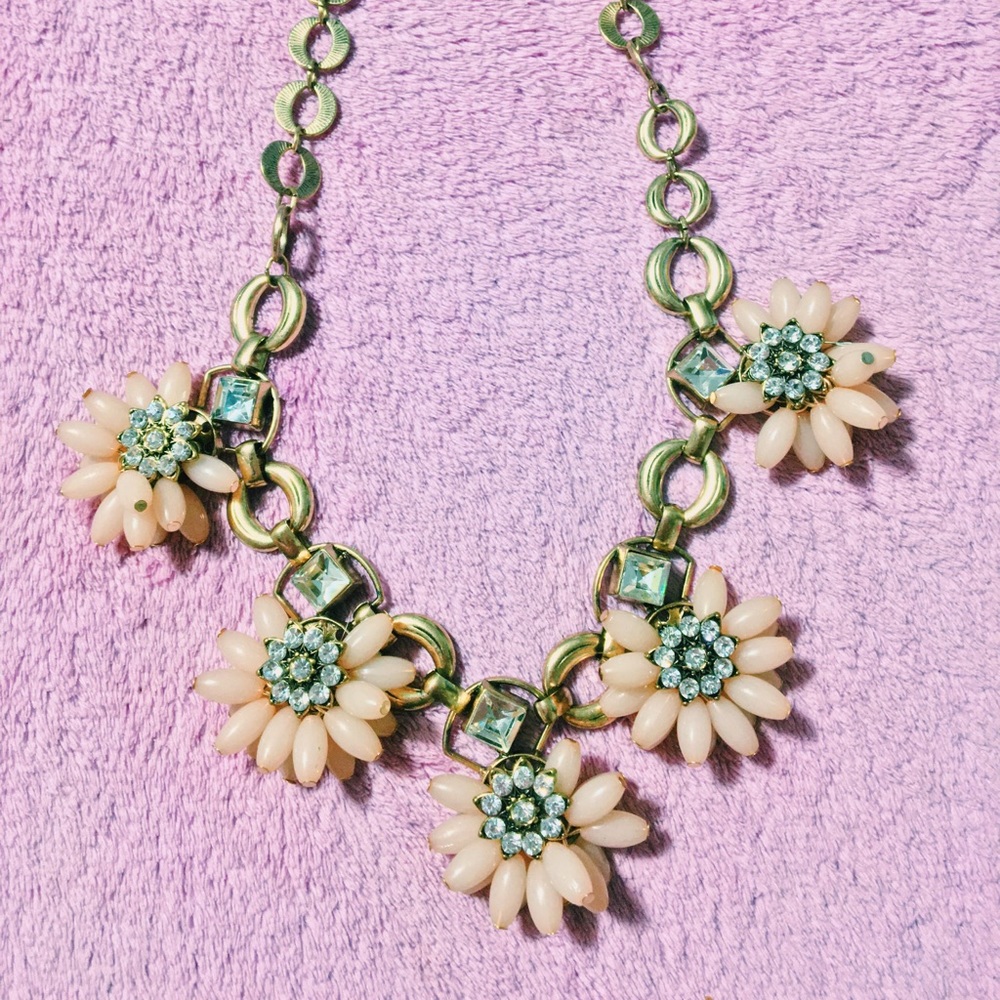 Floral Rhinestone Statement Necklace